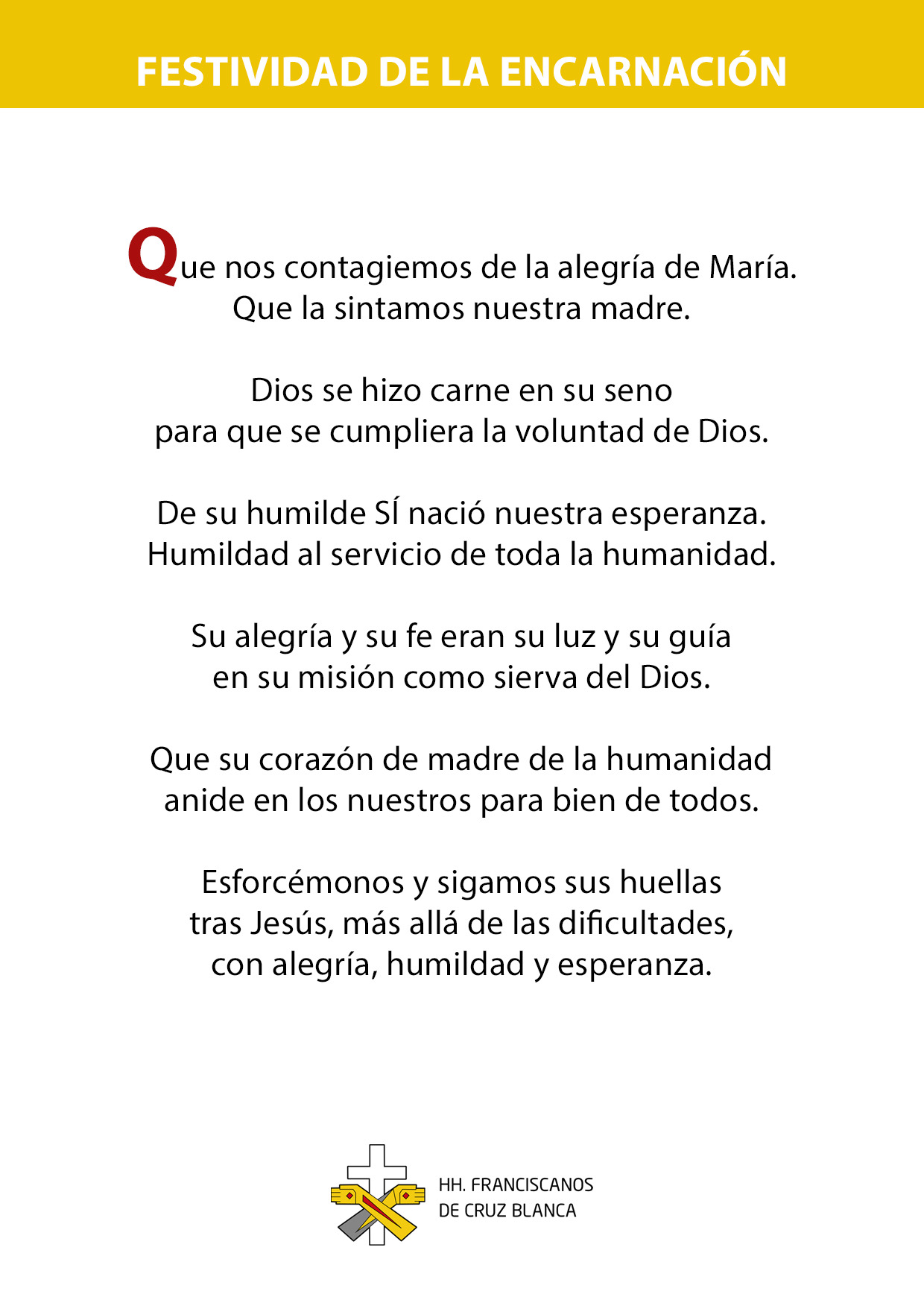 Oración Virgen de la Encarnación