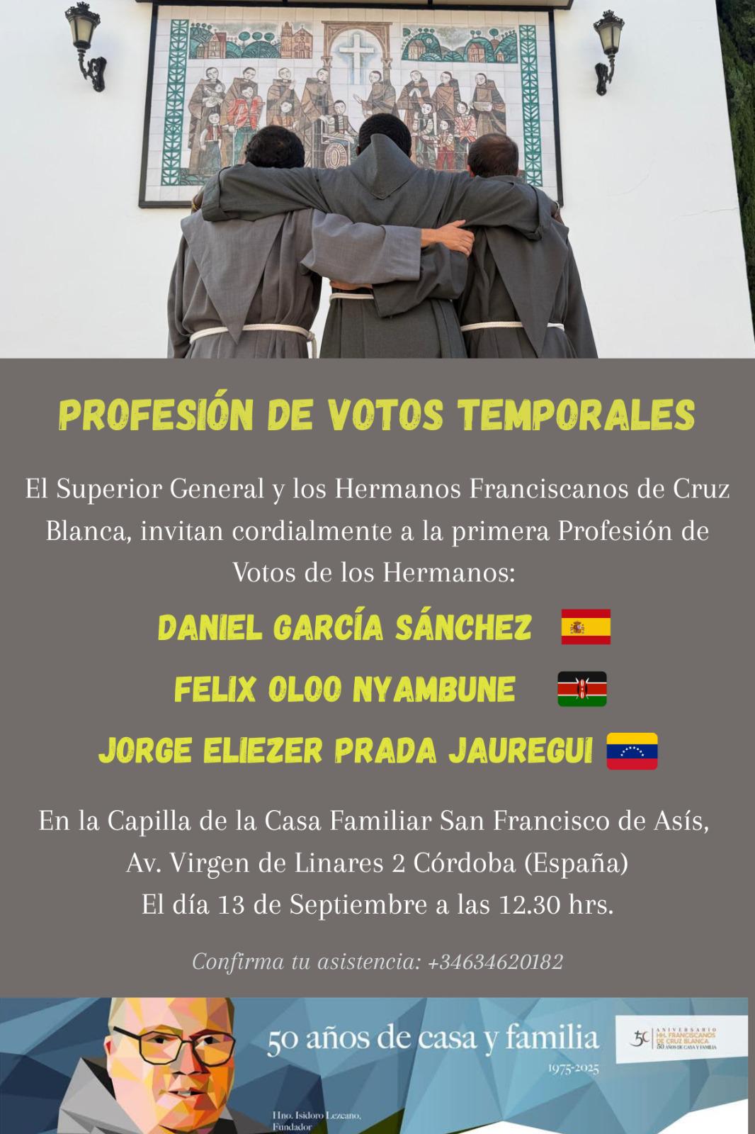 Profesión de votos temporales septiembre 2025